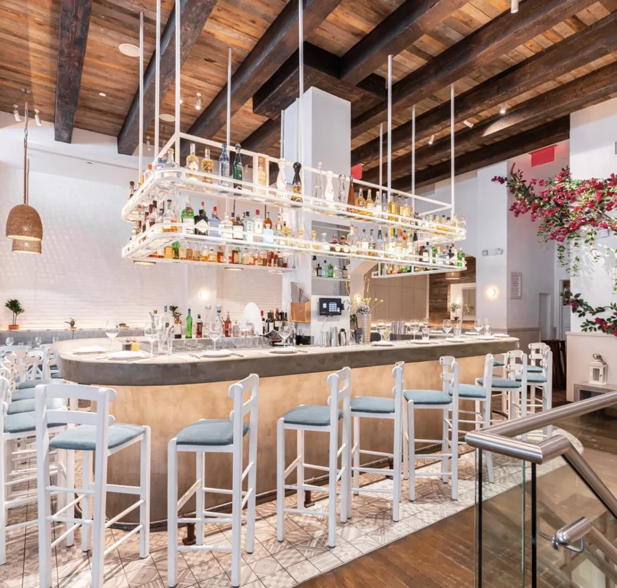 Bright Mediterranean restaurant bar