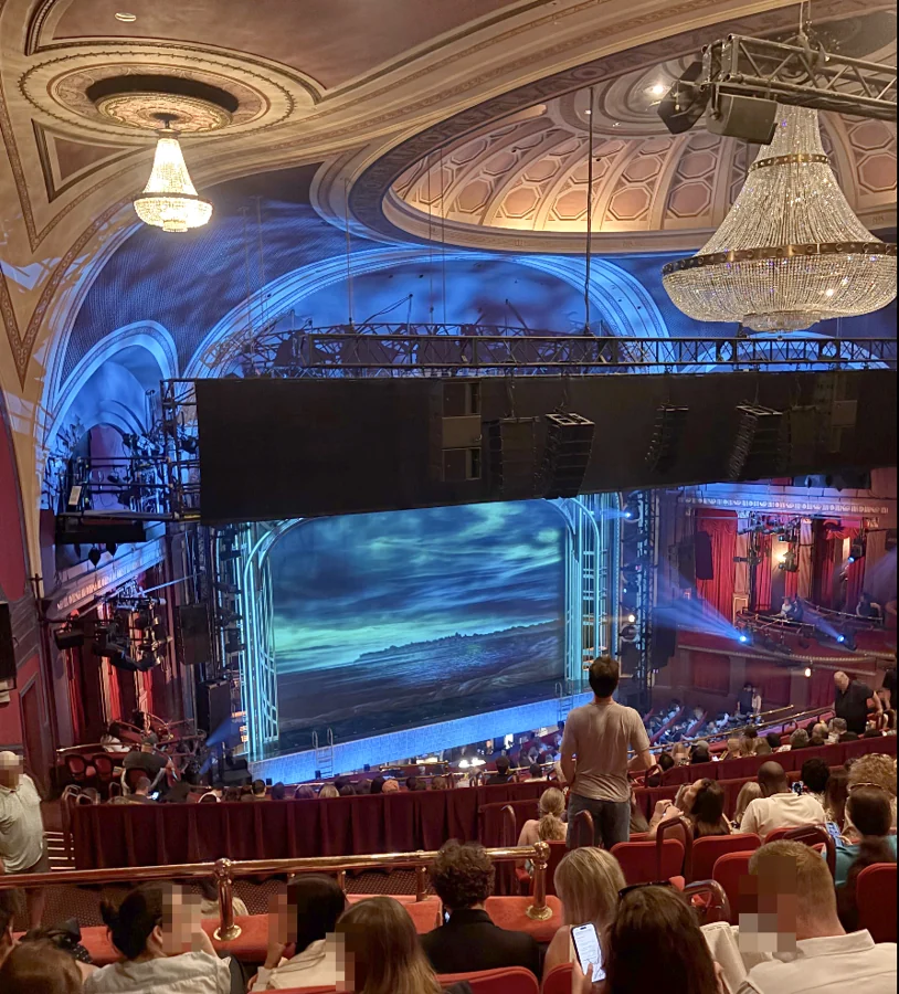 A Broadway theater stage before the show